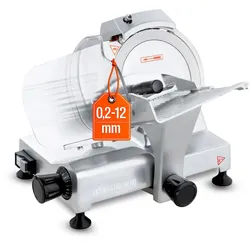 GastroHero Aufschnittmaschine ASM195 | Elektrische Wurstschneidemaschine aus Aluminium | Messerdurchschnitt 195 mm | Schnittstärke 0,2–12 mm