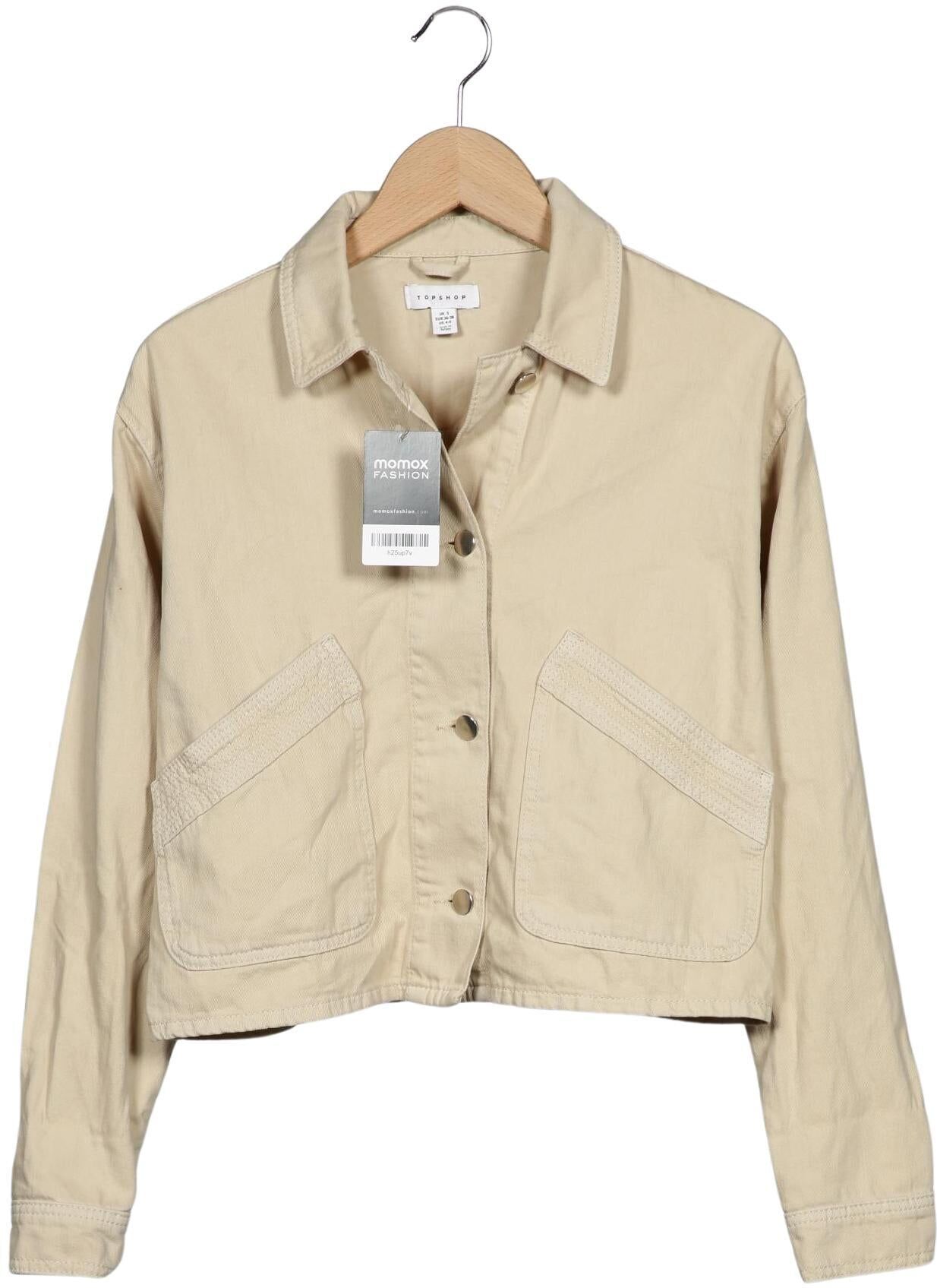 Topshop Damen Jacke, Beige, Gr. EU 36, Baumwolle - Second Hand