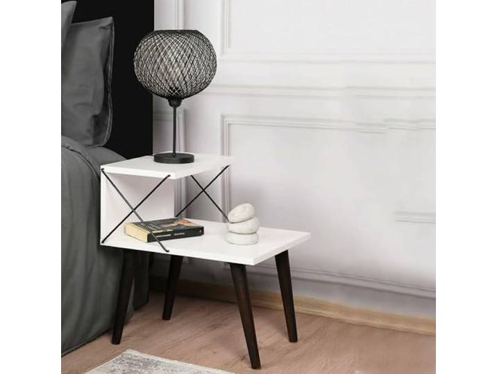 Dmora Nachttisch Astraea 50x40x55h cm Weiß, Oberseite Weiß