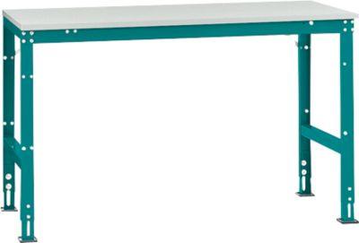 Manuflex Grundtisch UNIVERSAL Standard, Tischplatte Melamin, 1500x800, wasserblau