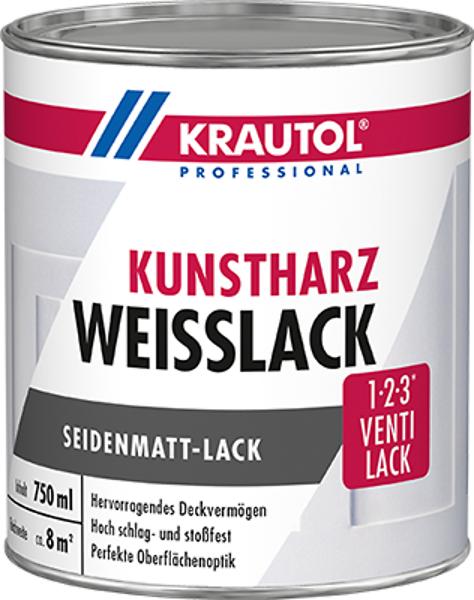 KRAUTOL Kunstharz Weißlack seidenmatt weiß, 160 x 2,5 l auf Palette