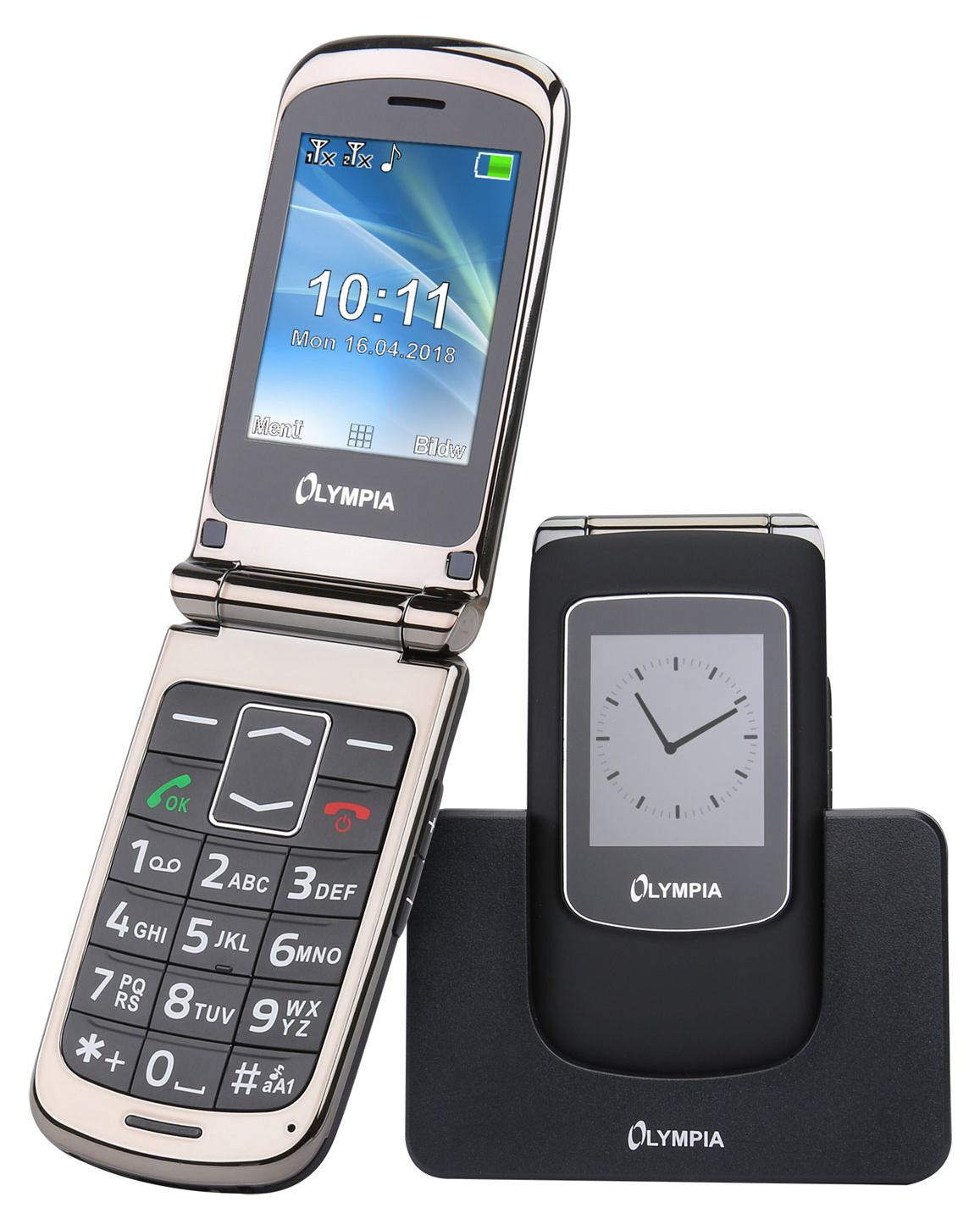 Olympia Grotere toetsen mobiele telefoon met 2,4 inch scherm, zwart, compatibel met hoortoestellen