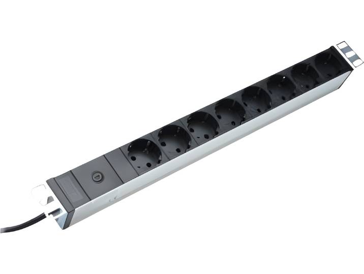 DIGITUS 19\ Steckdosenleiste\, 8-fach\, 1 HE\, schwarz / grau