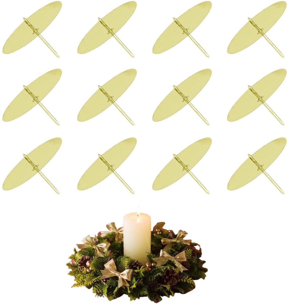Dailygoody Adventskrans Kaarshouders - Gouden Metalen Kandelaar Set voor Kerstdecoratie