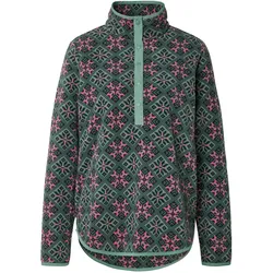 Tchibo - Fleecepullover - Damen - Gr. S - dunkelgrün/print