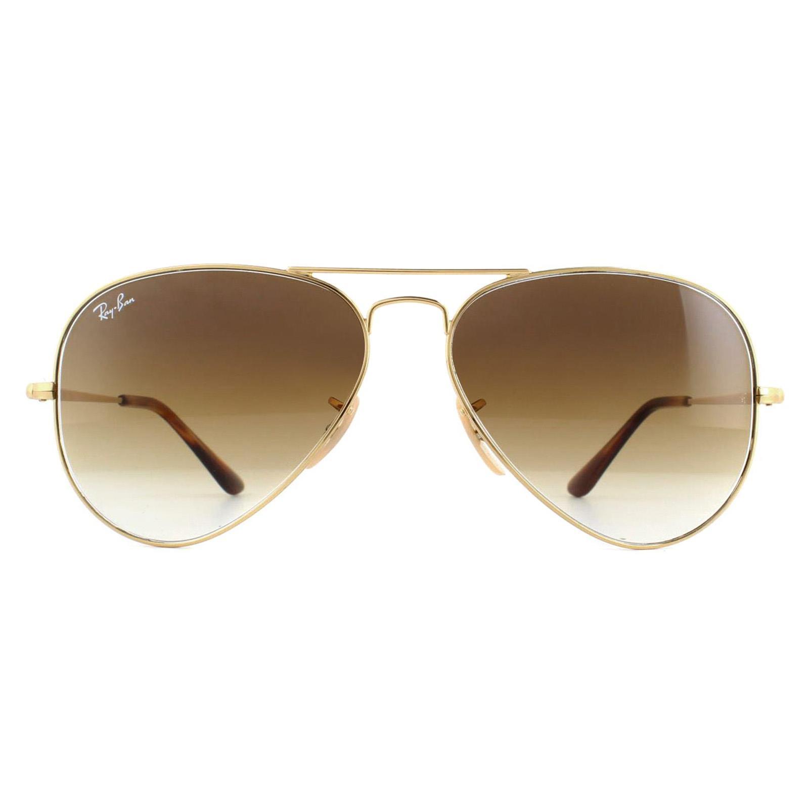Ray-Ban Zonnebril Aviator Metal II RB3689 914751 Goudbruin Verloop