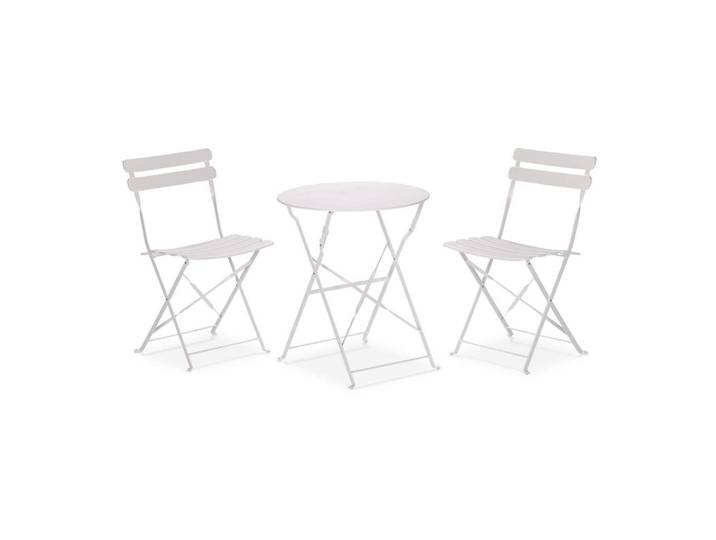 Mobili Rebecca Balkonset 3-teilig Weiß, Metall, Gartenmöbel, Gartengarnituren, Balkonmöbel-Sets