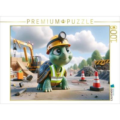 CALVENDO Puzzle Die gewissenhafte Schildkröte als Sicherheitsbeauftragte: Wachsames Auge auf der Baustelle | 1000 Teile Lege-Größe 64x48cm Foto-Puzzle
