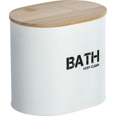 Badorganizer WENKO "Gara", bunt (weiß, braun, schwarz), B:14,5cm H:13,5cm T:10,5cm, Bambus, Stahl, Aufbewahrungsboxen, mit 4 Fächern