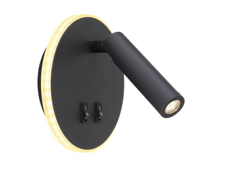 LED Wandleuchte Wandlampe Wohnzimmer Beweglicher Spot Schwarz 2 Schalter getrennt schaltbar H 15 cm