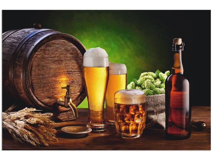 Wandbild ARTLAND Bier Stillleben , braun (farbe bild(er): braun), B:30cm H:20cm, Bilder, Wandbild, als Alubild, Leinwandbild in verschied. Grössen