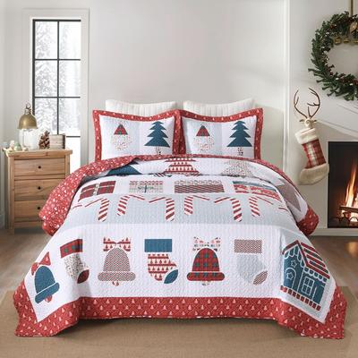MarCielo Lightweight Polyester Christmas Quilt Set