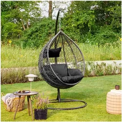 HOME DELUXE Polyrattan Hängesessel mit Regenabdeckung CIELO - Schwarz