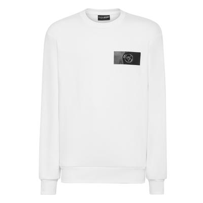 Sweatshirt PLEIN SPORT "Langarm-Sweatshirt", Herren, Gr. L, weiß (01, weiß), Obermaterial: 88% Baumwolle, 12% Polyester, Sweatshirts Sweatshirt