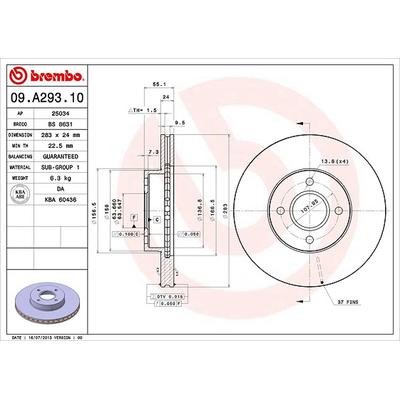 Brembo Bremsscheibe [Hersteller-Nr. 09.A293.10] für Panther, Ford