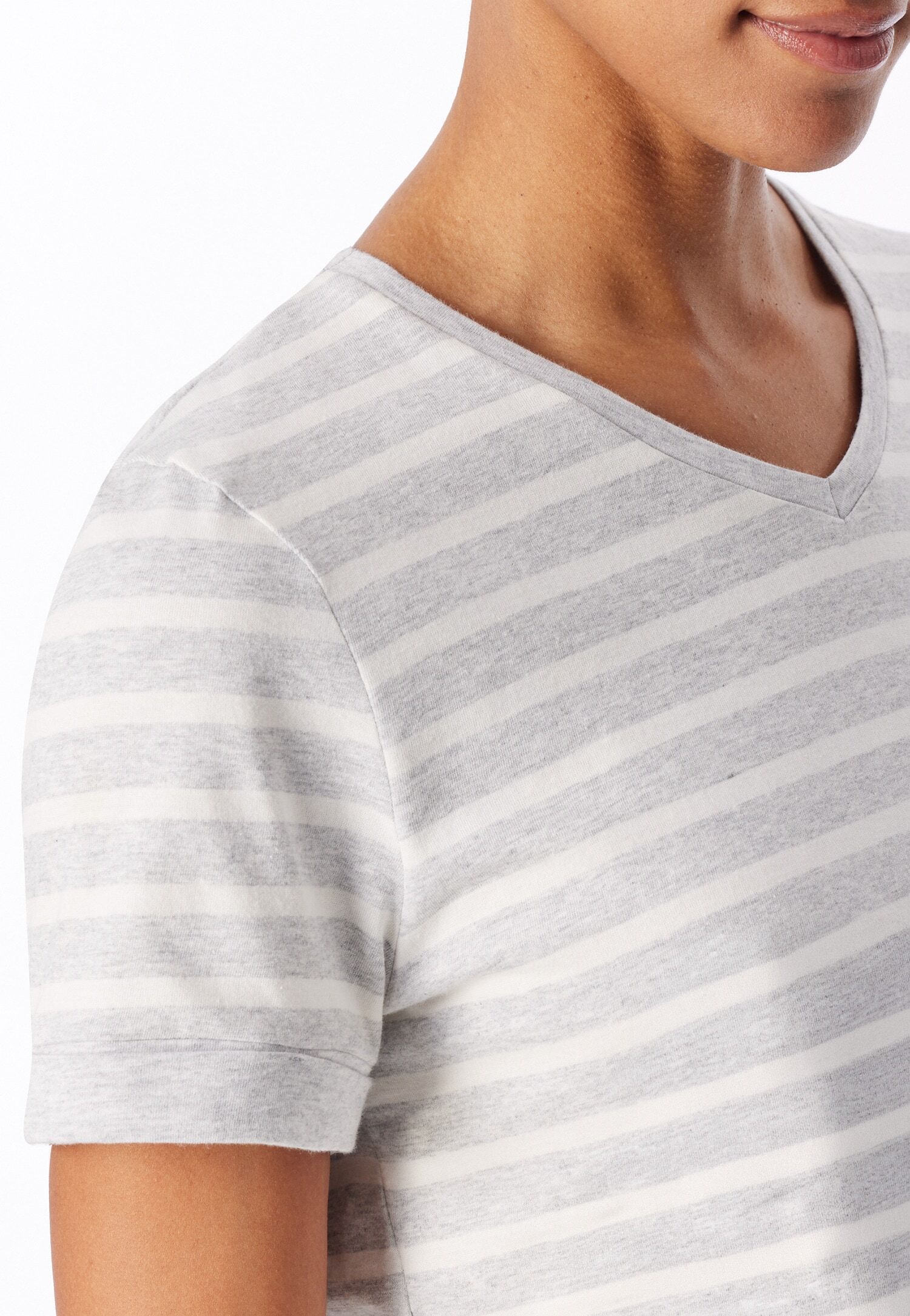 Schiesser "Casual Essentials" 2tlg., mit modisch umgeschlagenen Ärmeln 210, silbergrau, meliert 42