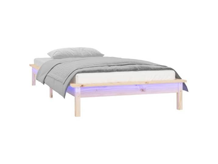 (En Promotion)Lit 1 PERSONNE 75x190cm Cadre de lit à LED Contemporain 75x190cm petit simple bois massif L475717