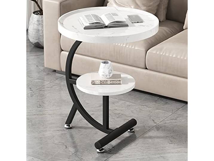 XDgfjrCGKJ 2-stufiger runder Beistelltisch mit Stauraum(/White,60cm)