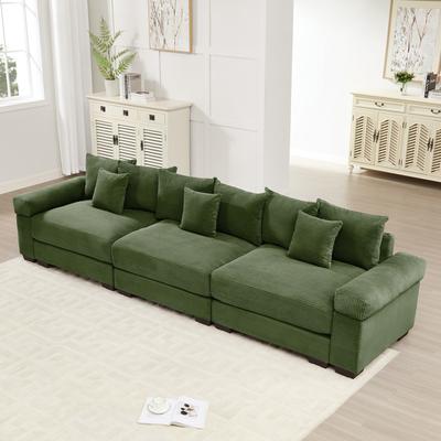 Oversized Corduroy Cloud Modular Sofa with Throw Pillows