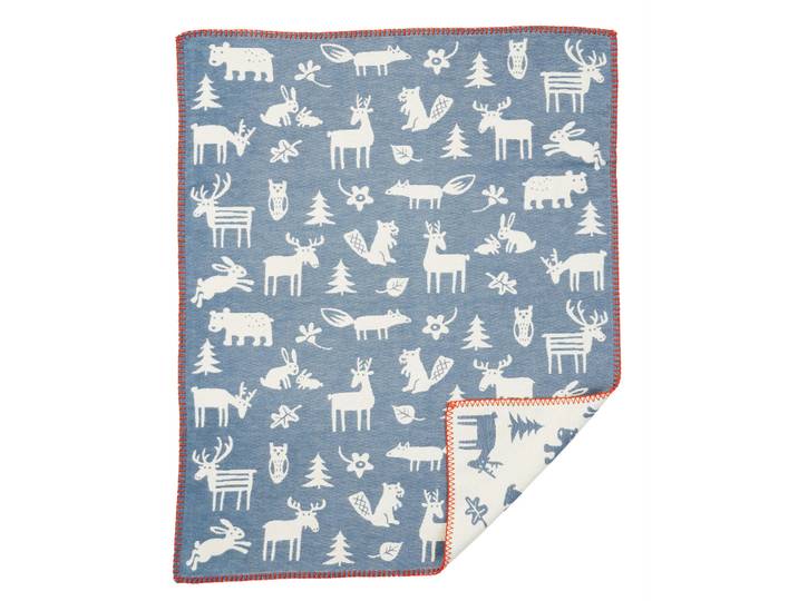 Klippan Yllefabrik Forest Couverture pour bébé en coton Bleu