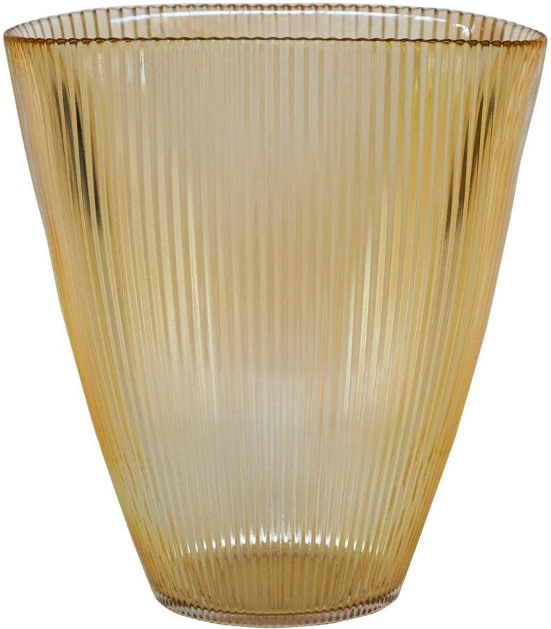 Ivyline Ribbed Glass Table Vase Amber 24.5cm H X 21.5cm W X 21.5cm D