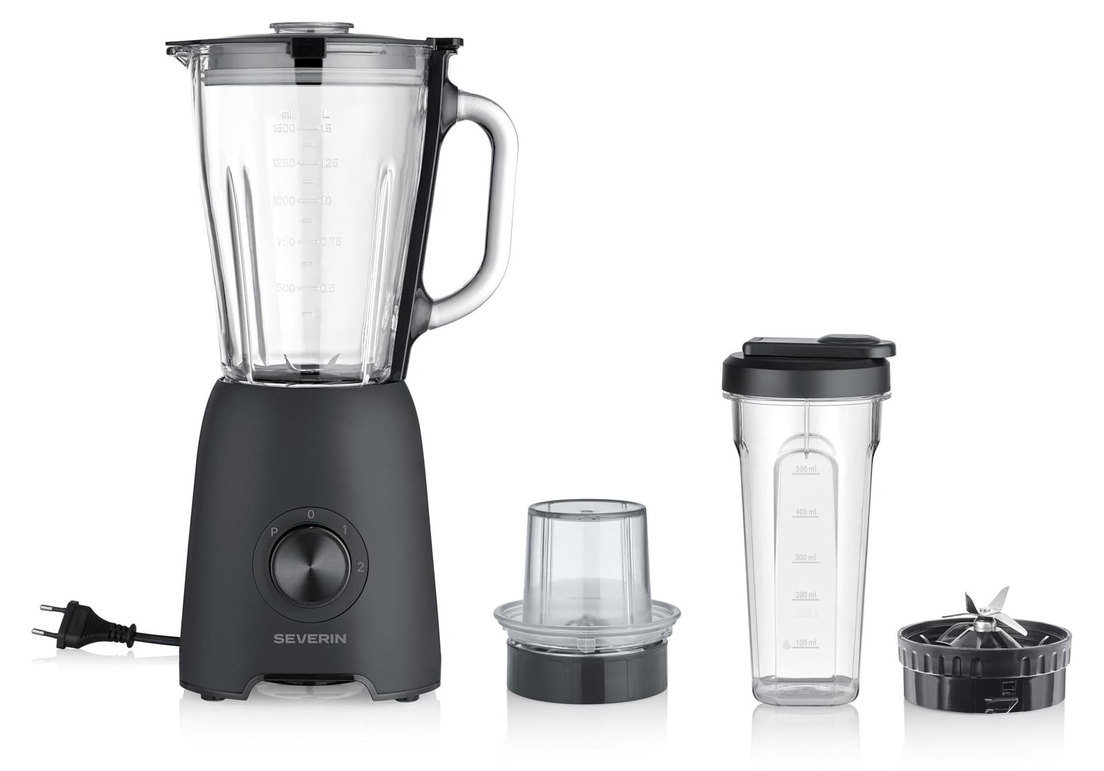 Severin SM 3724 Staande mixer, 1,5 liter, 600 W, Zwart, Transparant