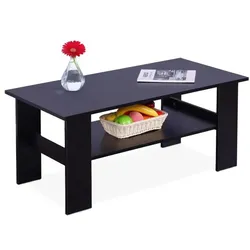 Relaxdays Couchtisch mit unterer Ablage Schwarz