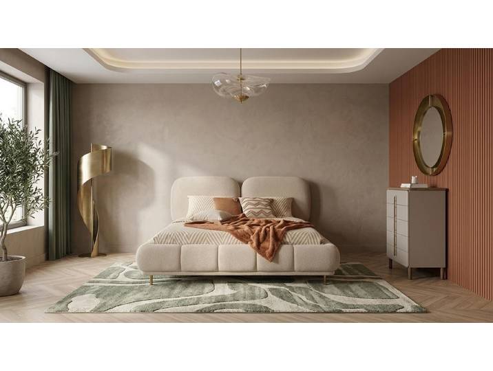 Xlmoebel Schlafzimmer-Set Bett Kommode Schlafzimmer Stil modern beige weich komfortabel