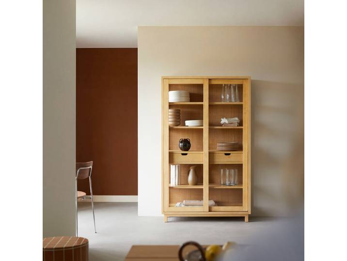Geschirrschrank aus massiver Eiche - Natur - Oak