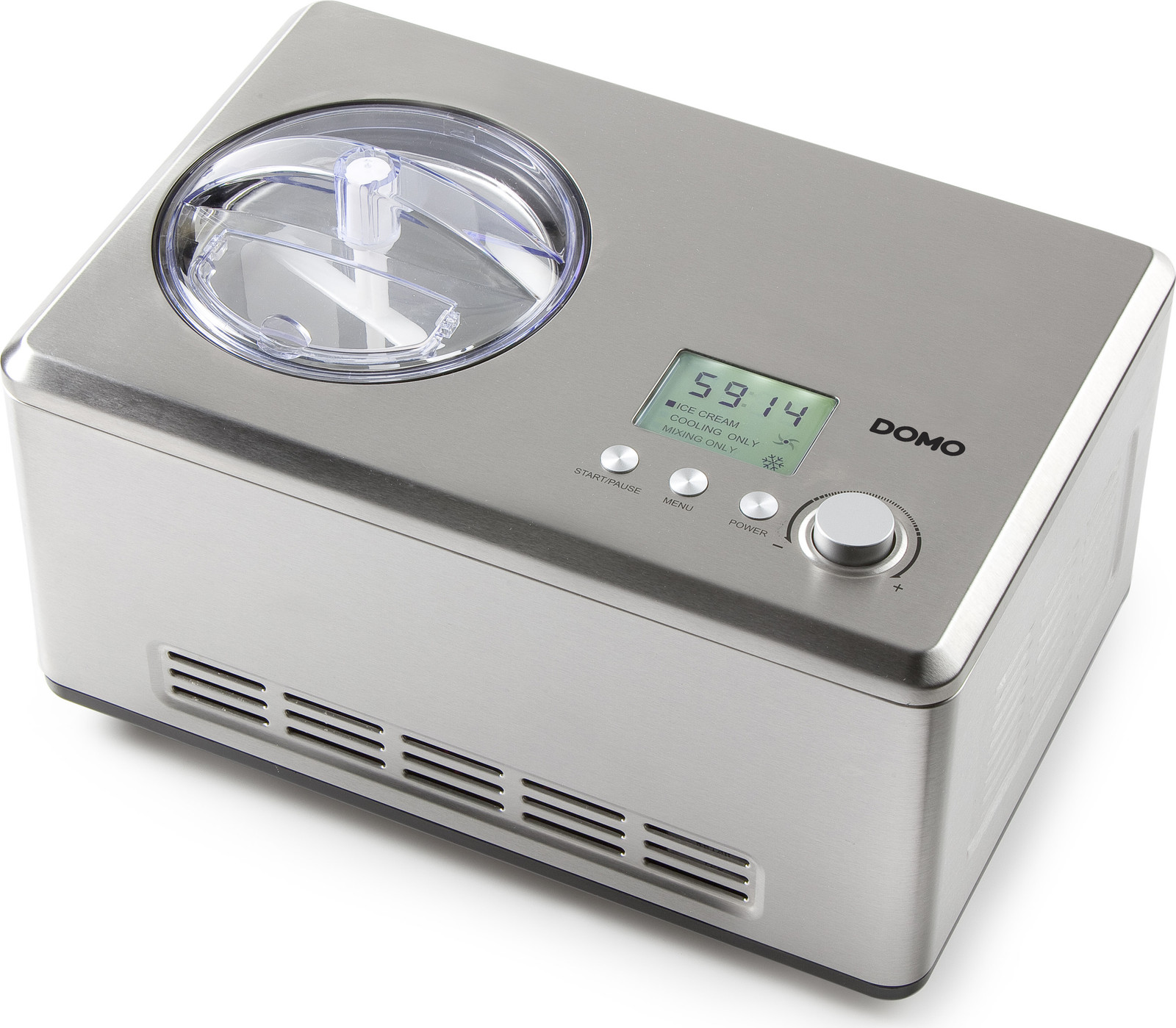 Domo DO9201I ijsmachine met compressor, 2 liter, roestvrij staal, LCD-display, 180 W