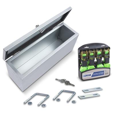 Enva Deichselbox verzinkt - 50x15x20cm + Spanngurt-Set (4 Stück) [Hersteller-Nr. 40986866]
