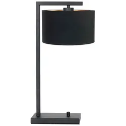 Tischleuchte Schreibtischlampe Beistelllampe Drehschalter Metall Stoff Schwarz