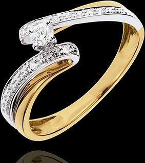Edenly SolitÃ¤rring Kostbarer Kokon - Sonnensystem -WeiÃŸ-und Gelbgold - Diaman