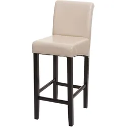 Barhocker MCW-C33, Barstuhl Tresenhocker, Holz MVG-zertifiziert ~ creme, dunkle Beine, Kunstleder
