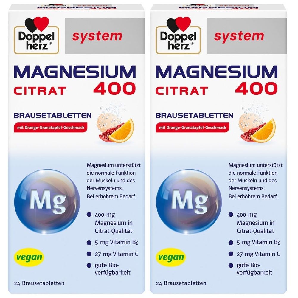 Doppelherz Magnesium 400 Citrat system Brausetabl. 2x 2x24 St Brausetabletten