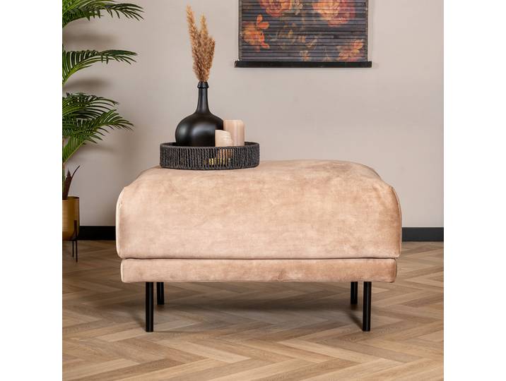 Bronx71 Samt Hocker Denver rechteckig beige