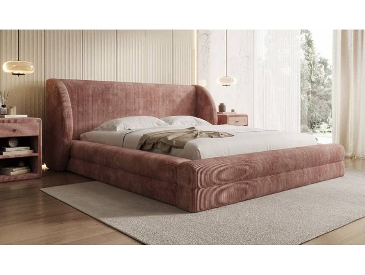 Designer Polsterbett Liv Cord mit Stauraum - 200x200 - Amber - Luxusbetten24