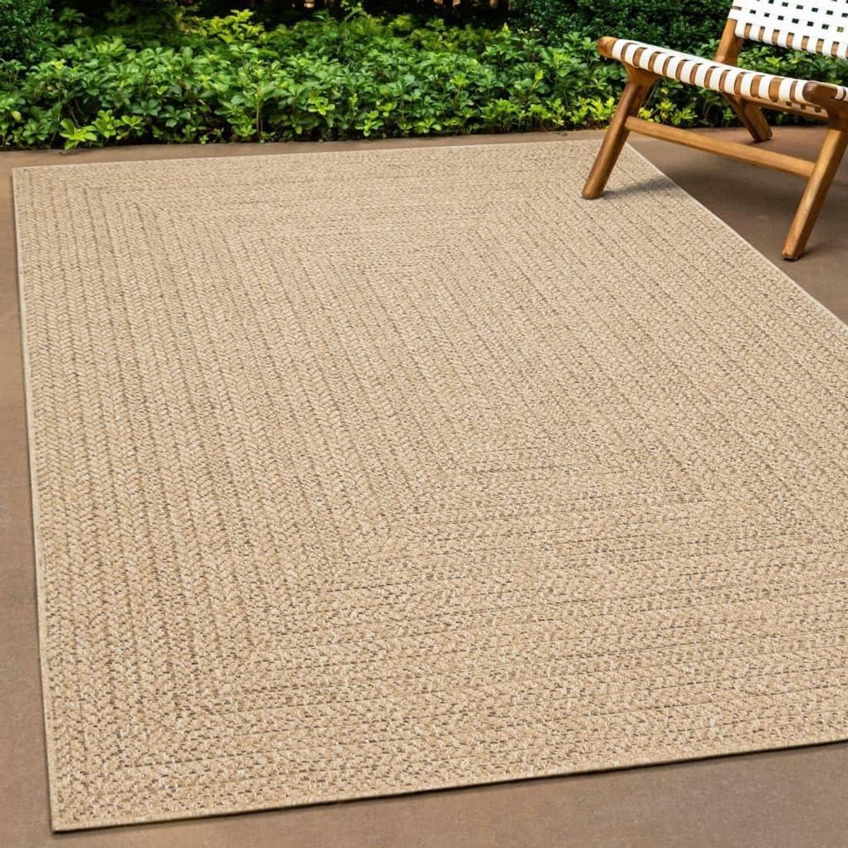 Vloerkleed ZIZUR - Binnen en buiten tapijt met jute look - Polypropyleen - 200 x 200 cm