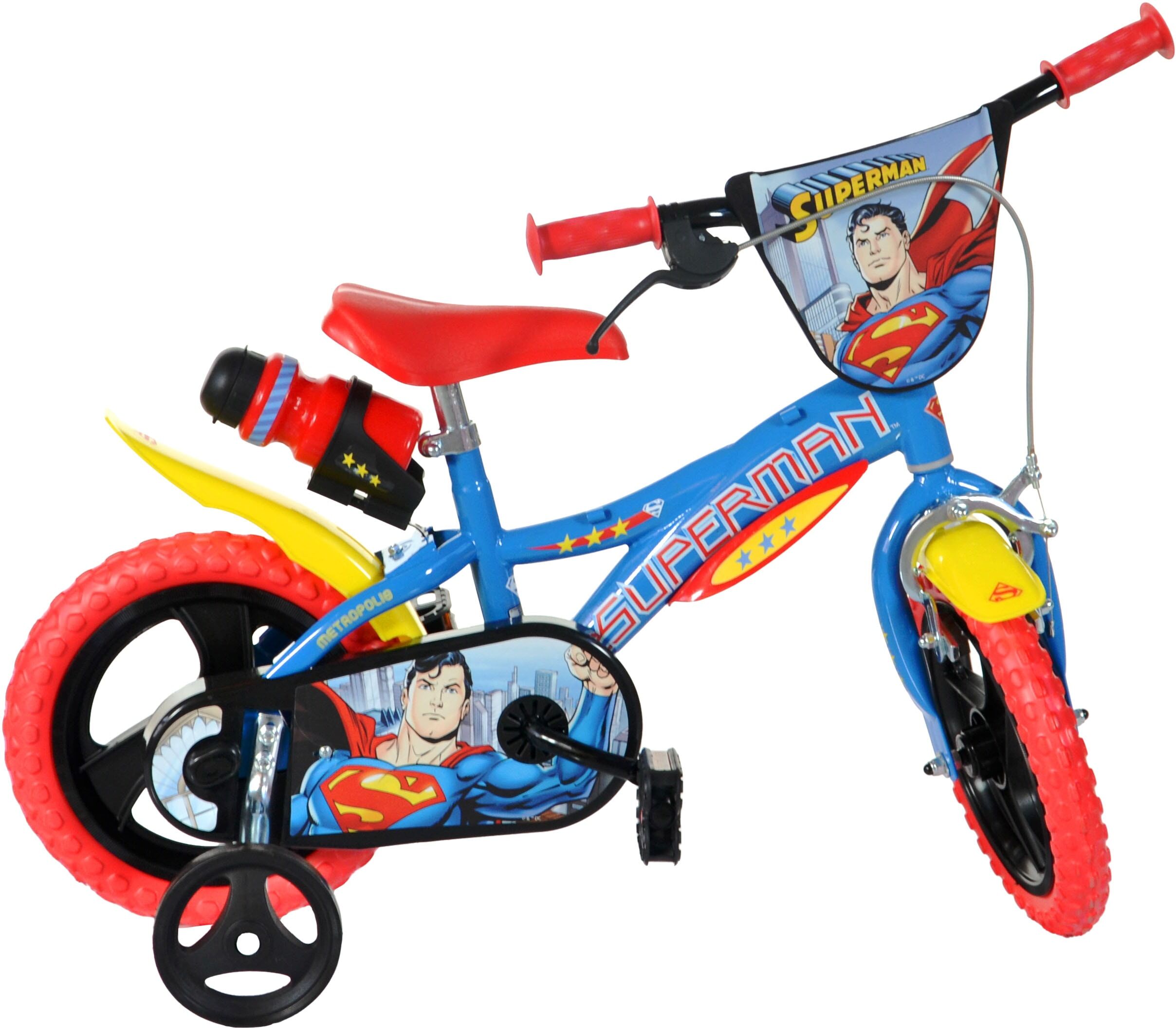 Kinderfahrrad DINO BIKES "Superman 12" Kinderfahrrad 2-4 Jahre" Gr. 21, blau, Fahrräder, Kinder, 12 Zoll (30,48cm) hinten: 12 Zoll (30,48cm), Kinderfahrrad