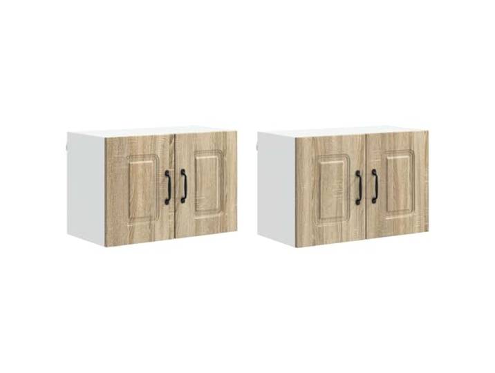 Küchenschrank Kalmar 2 Stück 4 Türen 4 Regale aus Holzwerkstoff 60 cm Holzwerkstoff Sonoma-Eiche, Wandmontage mit einfachen Teilen, 120 kg Belastbarkeit, 22,38 kg Eigengewicht, für moderne