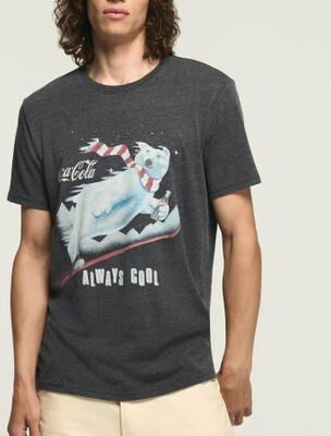 Lucky Brand Coke Ski Polar Bear Tee - Men's Clothing Tops Shirts Tee Graphic T Shirts in Jet Black, Size XL