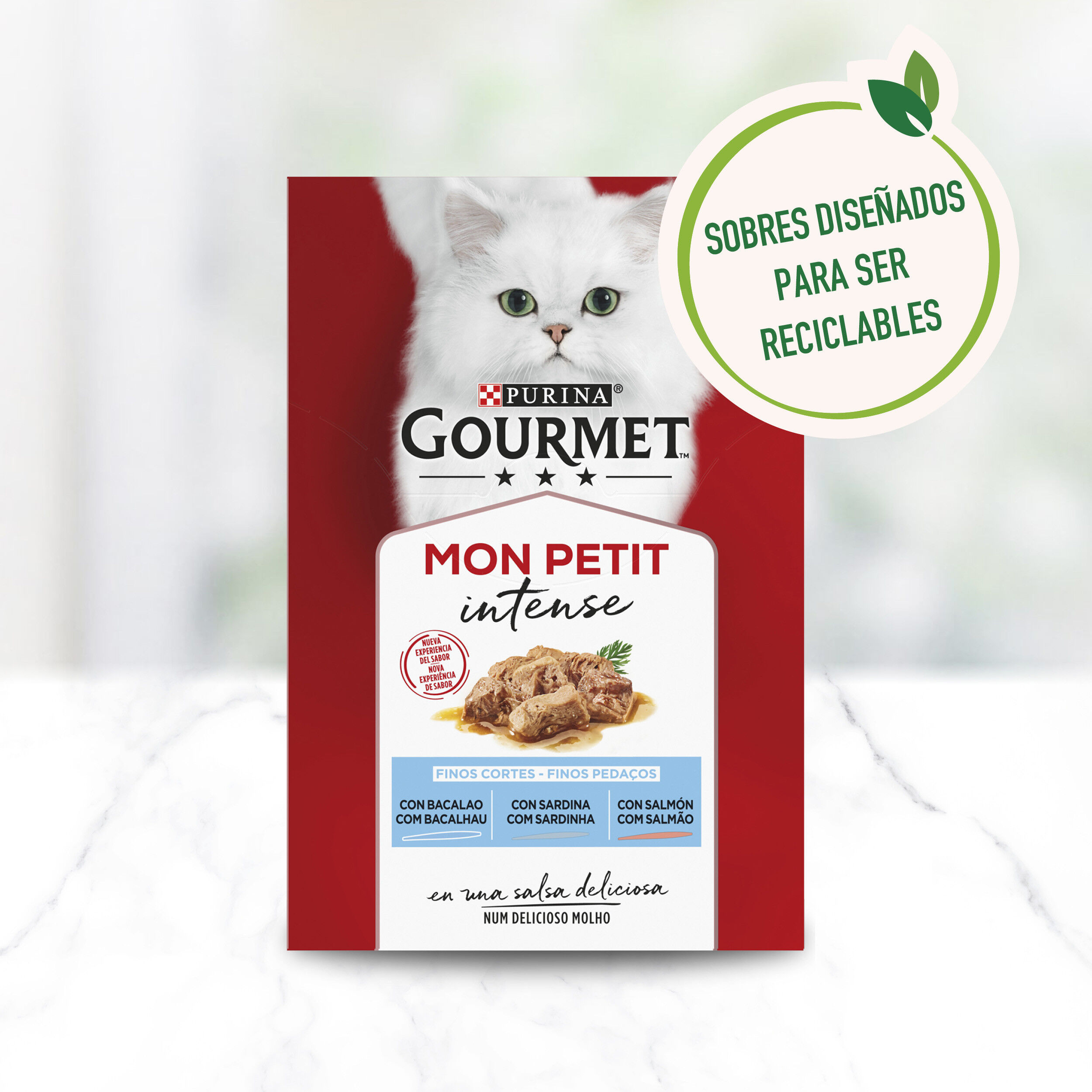 Purina Gourmet Mon Petit Bacalao, Sardina y Salmón Sobres para Gatos 6 x 50 gr