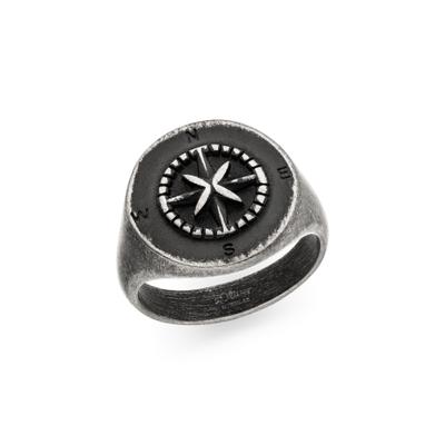 Fingerring S.OLIVER "Kompass-Design" Gr. 62, anthrazit, Fingerringe, Herren, 62, Edelstahl, 5mm, Fingerring