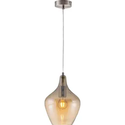 LED Hängeleuchte Pendelleuchte Esszimmerlampe Rund Orange Metall Glas H 150 cm