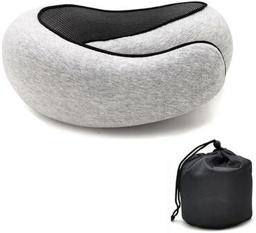 Uplift Picks SnailRest Memory Foam Travel Pillow With Adjustable Neck Support light Gray