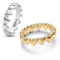 Pandora 68618 Damen Ring-Set Herzensreihe Zweifarbig, 52/16,6