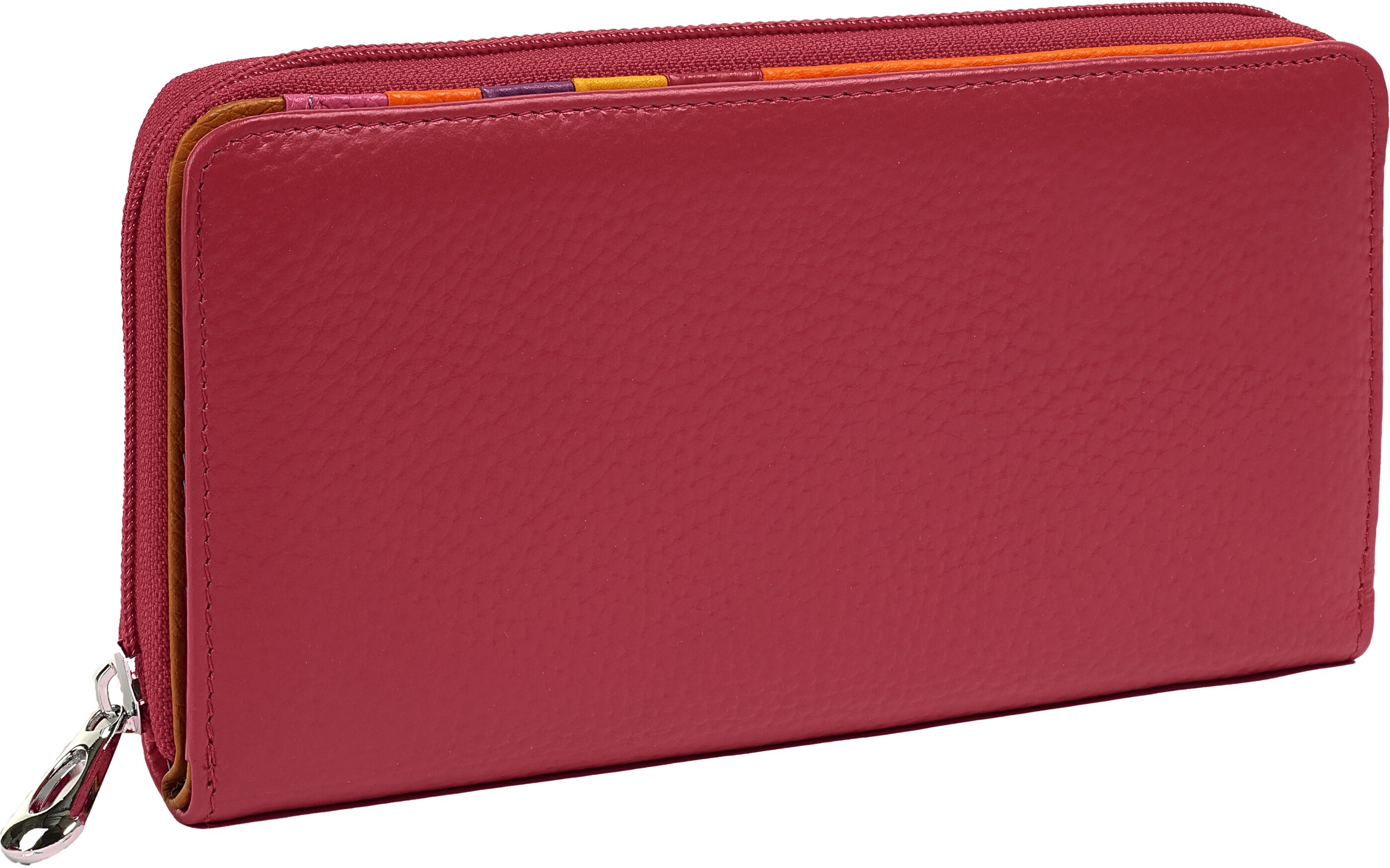 Geldbörse SAMANTHA LOOK "SAMANTHA LOOK Damen echt Leder", Damen, pink, Leder, leicht glänzend, unifarben, Kleinlederwaren Geldbörse, echt Leder