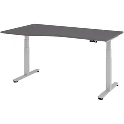 bümö elektrisch höhenverstellbarer Schreibtisch 180x100 cm in graphit, Gestell in silber - Schreibtisch höhenverstellbar elektrisch mit