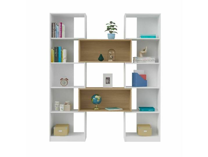 Etagère bibliothèque modulable blanc et bois