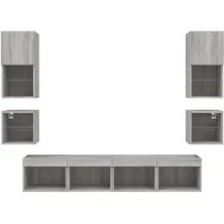 Helloshop26 - Multimedia-TV-Möbel TV-Regal Sideboard TV-Schrank Esszimmer Wohnzimmer Schlafzimmer mit LED-Beleuchtung 8-teilig 02_0029484